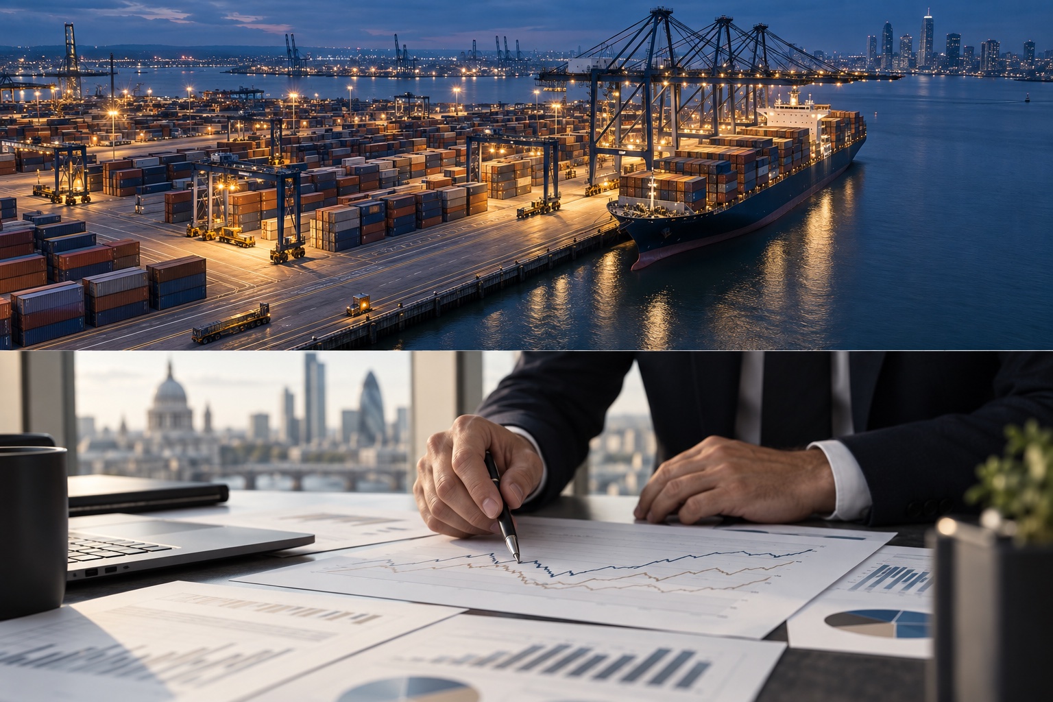 An international container port illustrating global trade